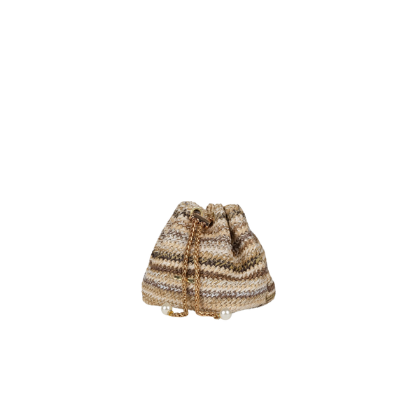 Woven Bucket Bag with Pearl