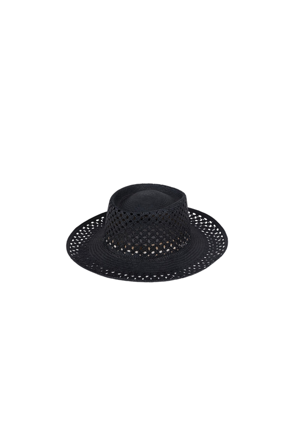 AMALFI OPEN WEAVE HAT BLACK