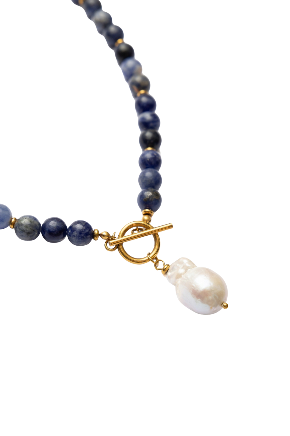 Sodalite & Baroque Pearl Necklace