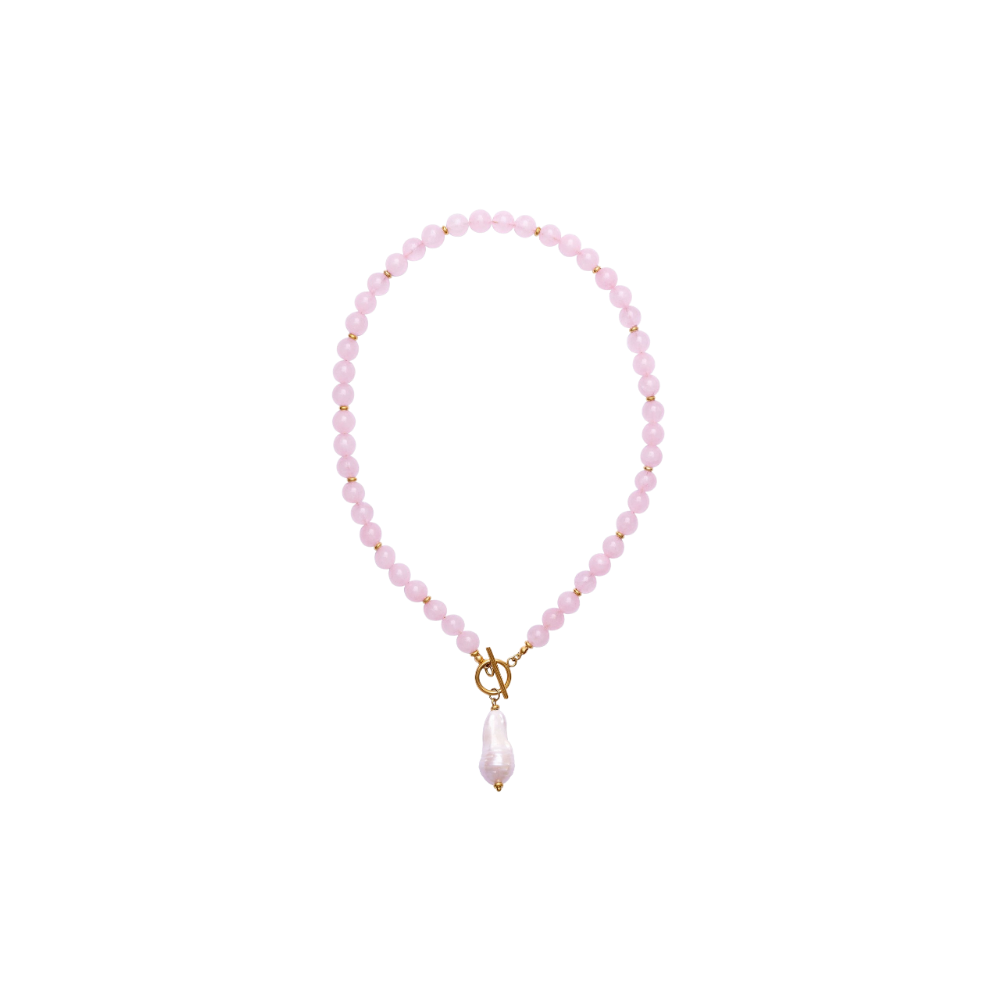 Rosequartz & Barroque Pearl Necklace