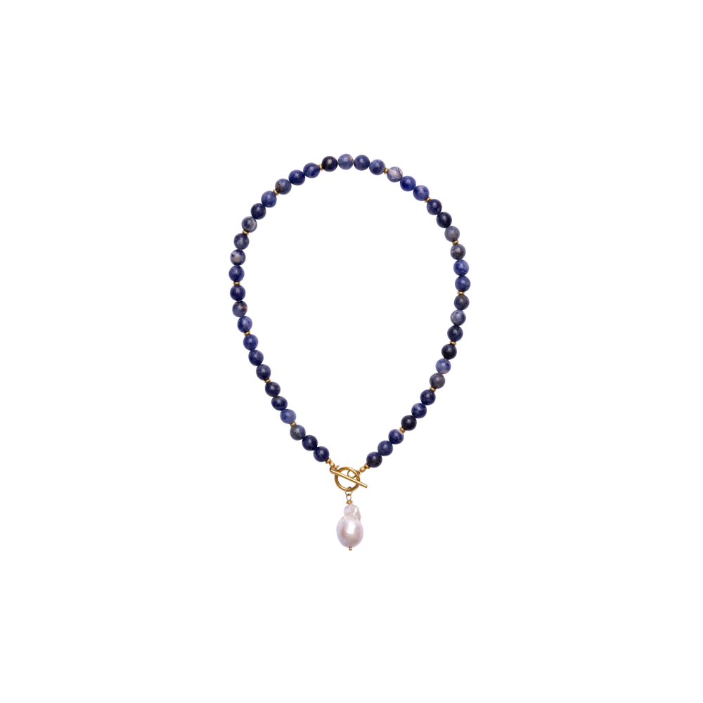 Sodalite & Baroque Pearl Necklace