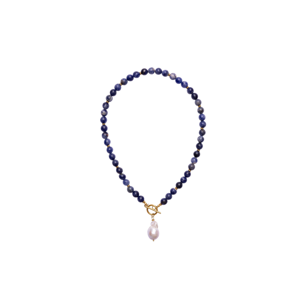 Sodalite & Baroque Pearl Necklace