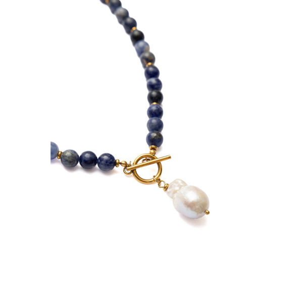 Sodalite & Baroque Pearl Necklace