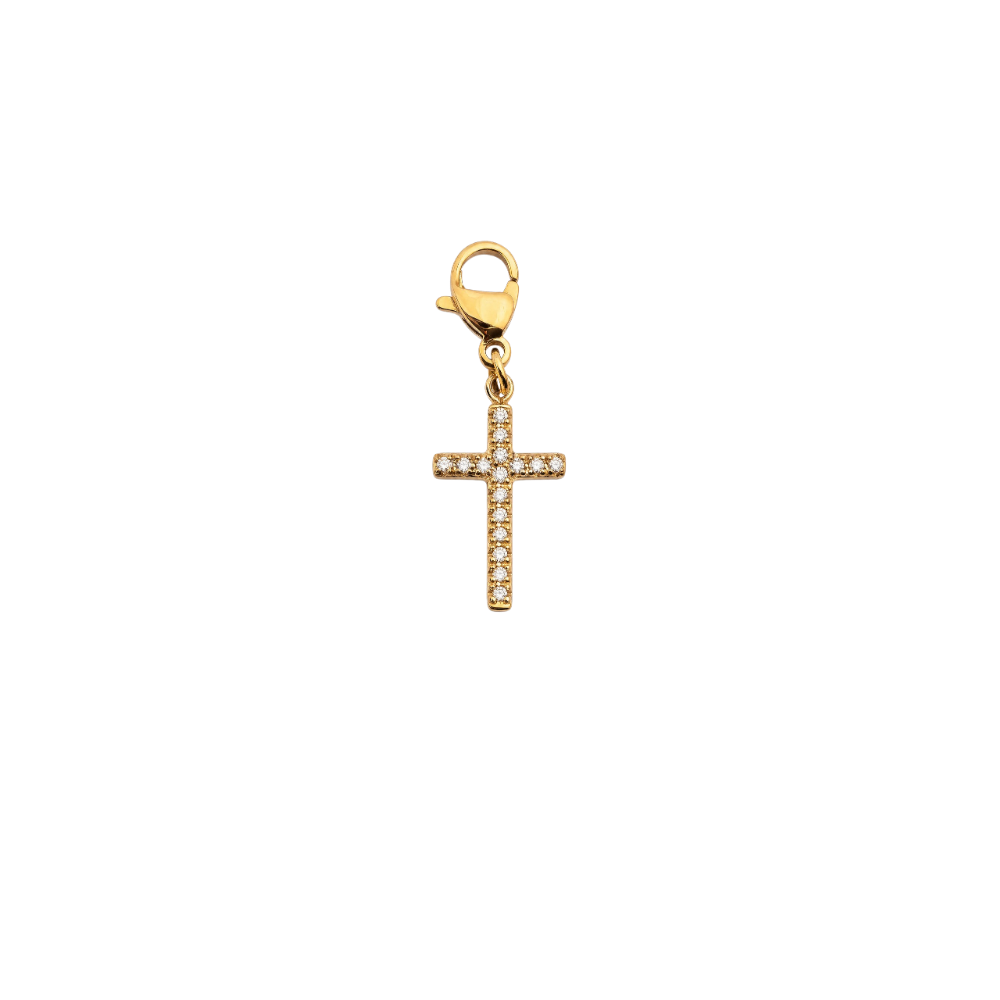 Gold Crystal Cross Charm