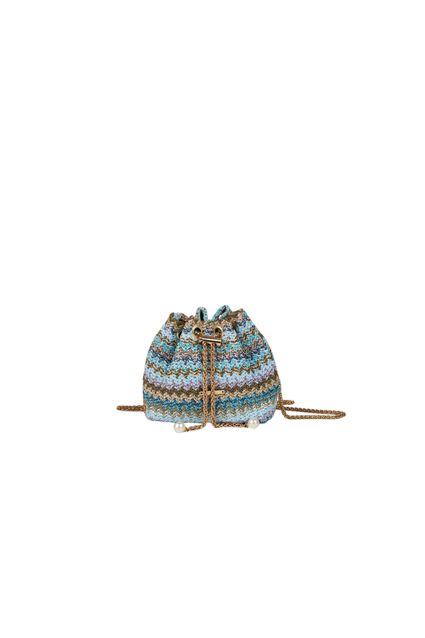 Woven Bucket Bag with Pearl