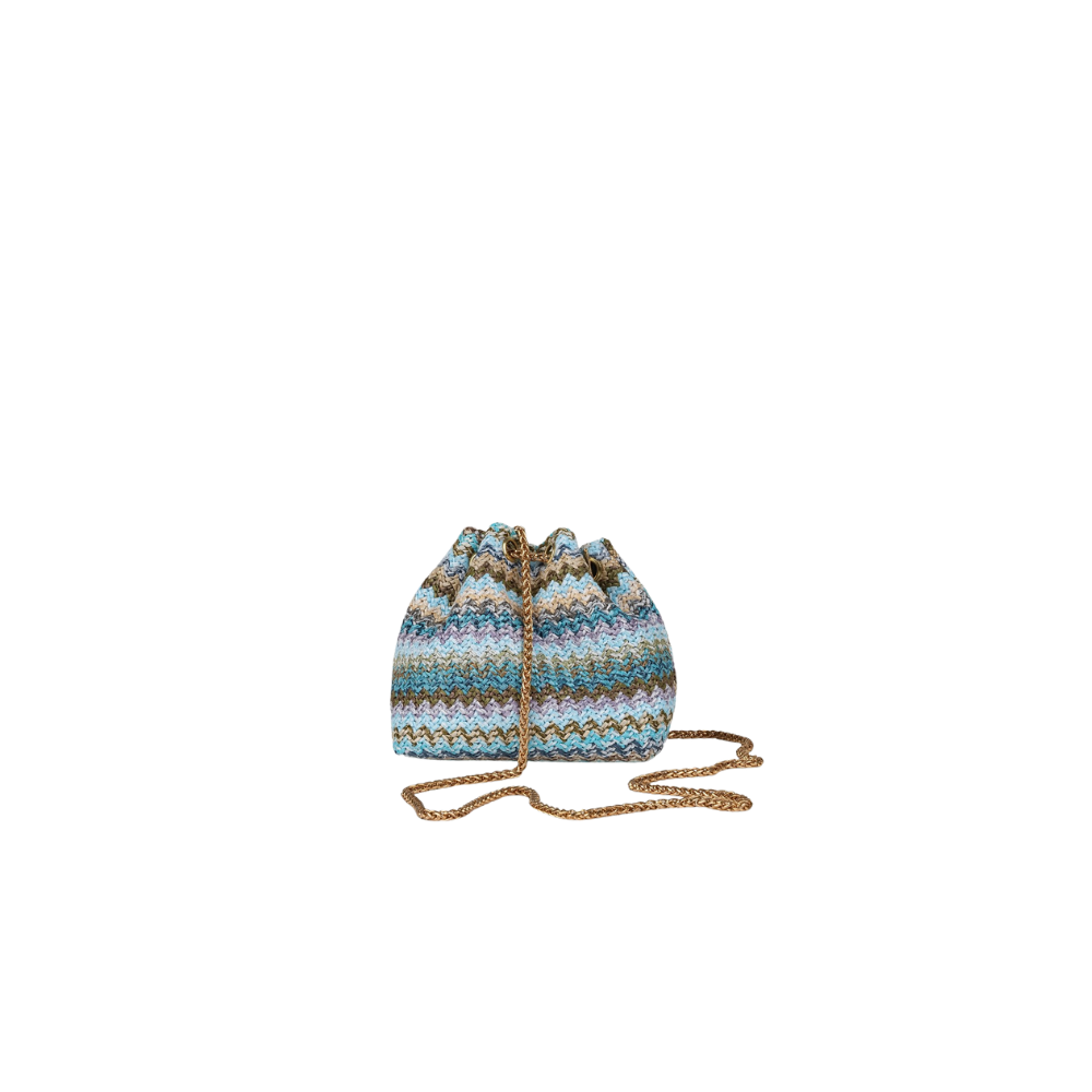 Woven Bucket Bag with Pearl