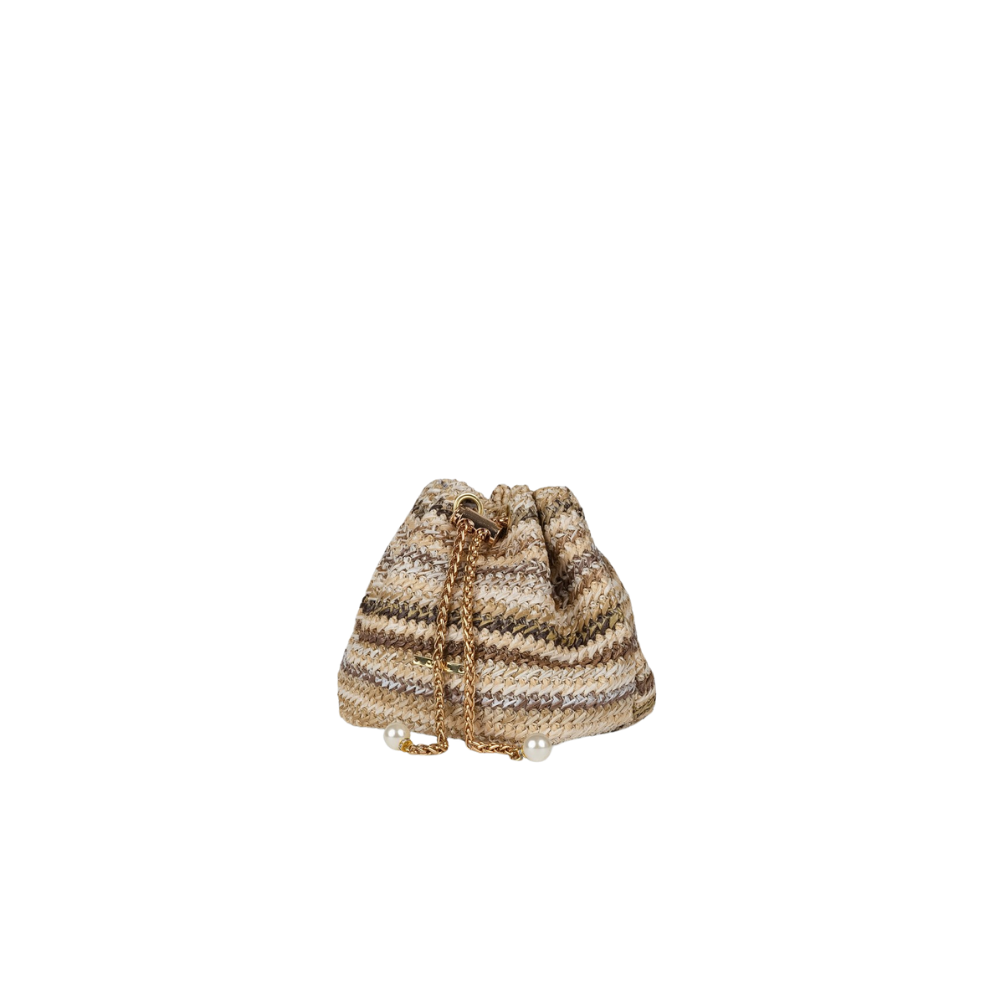 Woven Bucket Bag with Pearl