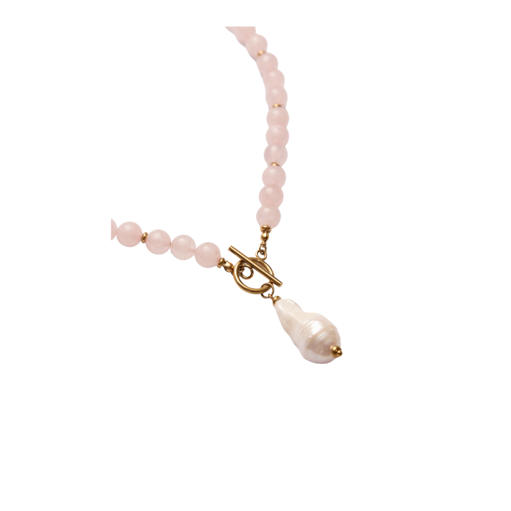 Rosequartz & Barroque Pearl Necklace