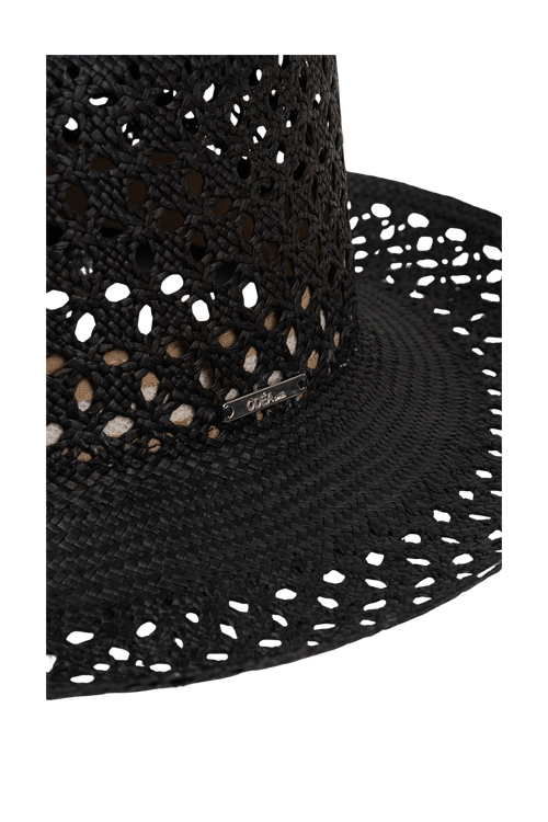 AMALFI OPEN WEAVE HAT BLACK
